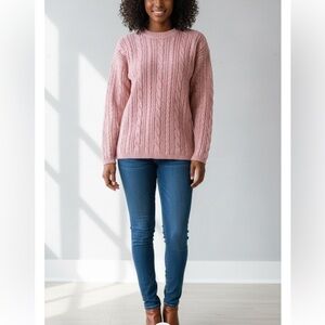 NORTON MCNAUGHTON PINK VINTAGE CHUNKY KNIT  SWEATER
